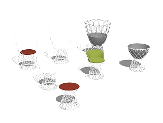 现代铁艺<em>户外单椅</em>草图大师模型，单椅sketchup模型下载