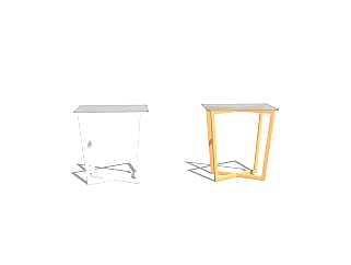现代简约玻璃凳子组合草图大师模型，凳子skp模型下载