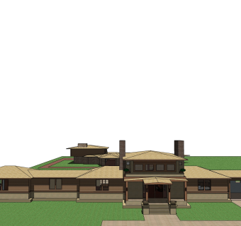 中式休闲别墅草图大师模型，别墅sketchup模型