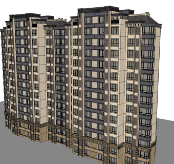欧式公寓楼草图大师模型，公寓楼su模型下载