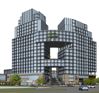 现代高层办公楼草图大师模型，高层办公楼sketchup模型免费下载