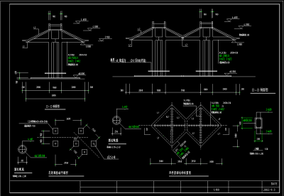 现代中式亭桥花架廊cad图纸，观景桥cad竣工图下载