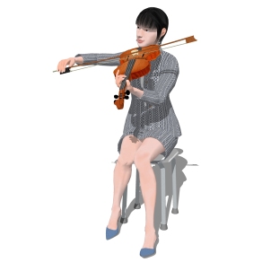 拉小提琴的女演员草图大师模型，女演员sketchup模型下载