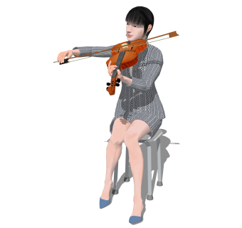 拉小提琴的女演员草图大师模型，女演员sketchup模型下载