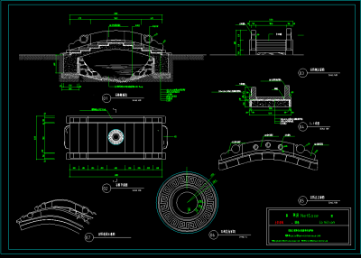 多套中式拱桥cad施工图，景观桥cad图纸下载