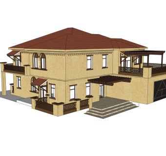 欧式别墅su模型，别墅草图大师模型下载