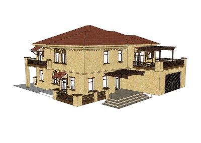 欧式别墅su模型，别墅草图大师模型下载