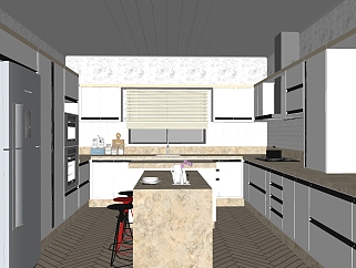 现代厨房SU模型，厨房SKB文件下载
