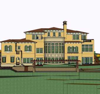 西班牙欧式别墅外观草图大师模型，SU模型免费下载