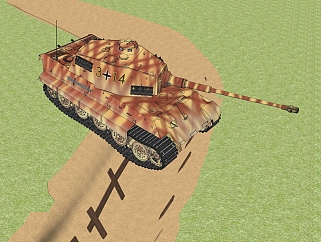 德国六号Tiger-II虎王重型坦克su模型，坦克草图大师模型下载