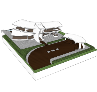 现代简约风格别墅草图大师模型，别墅SU模型下载