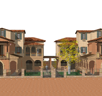 欧式别墅外观草图大师模型，别墅外观sketchup模型免费下载