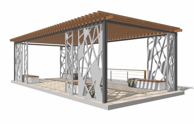 现代景观廊架草图大师模型，景观廊架sketchup模型下载