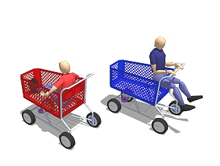 现代<em>超市购物</em>车草图大师模型，购物车sketchup模型下载