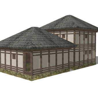 日式乡村住宅草图大师模型，乡村住宅sketchup模型免费下载