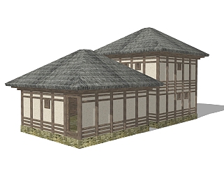 日式乡村住宅草图大师模型，乡村住宅sketchup模型免费下载
