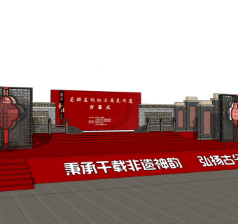 中式文化景观墙草图大师模型，文化景观墙sketchup模型免费下载
