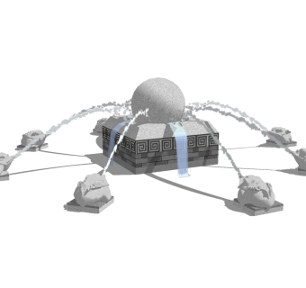 中式蟾蜍喷泉草图大师模型，蟾蜍喷泉sketchup模型免费下载