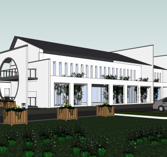 新中式酒店免费su模型下载、酒店草图大师模型下载