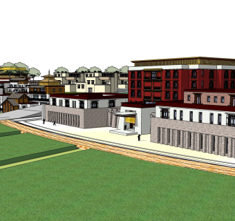 新中式内蒙风格建筑草图大师模型，古建民俗sketchup模型免费下载