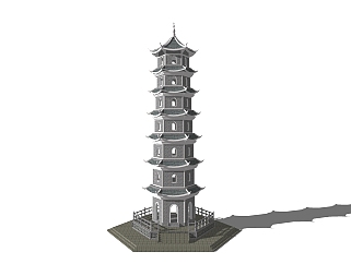 中式佛塔草图大师模型，sketchup模型免费下载