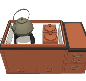 日式茶具草图大师模型，茶具sketchup模型下载