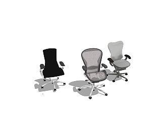 现代简约办公椅组合su模型，办公椅sketchup模型下载