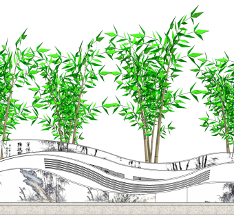 新中式文化景观墙草图大师模型，文化景观墙sketchup模型免费下载