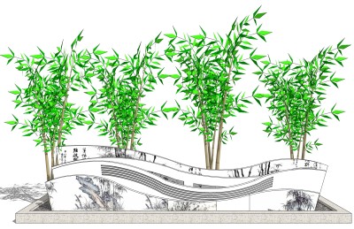 新中式文化景观墙草图大师模型，文化景观墙sketchup模型免费下载