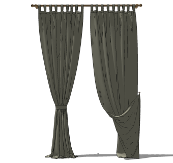 现代窗帘草图大师模型下载、现代窗帘su模型下载