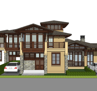 欧式别墅SU模型，别墅SKP模型下载