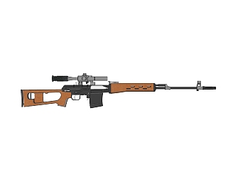 苏联SVD狙击步枪草图大师模型，狙击步枪su模型下载