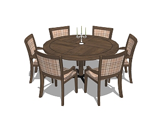 美式餐桌<em>椅su模型</em>，餐桌椅草图大师模型下载
