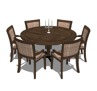 美式餐桌椅su模型，餐桌椅草图大师模型下载