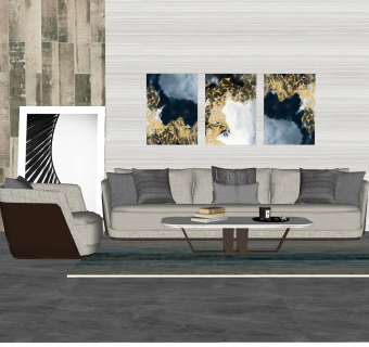 现代布艺沙发组合su模型，组合沙发sketchup模型下载