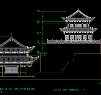 现代某寺大雄宝殿建筑施工图，寺庙CAD图纸下载