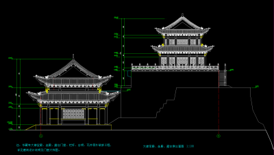 现代某寺大雄宝殿建筑施工图，寺庙CAD图纸下载