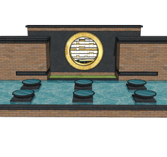 欧式景观墙SU模型下载，景观墙skb模型分享