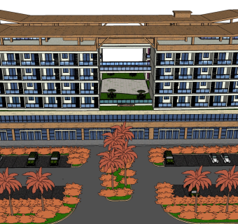 现代酒店草图大师模型下载、酒店su模型下载