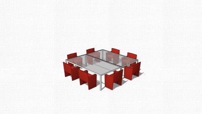 现代玻璃会议桌草图大师模型，会议桌sketchup模型下载