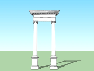  希腊爱奥尼克罗马柱门柱模型，门柱sketchup模型下载