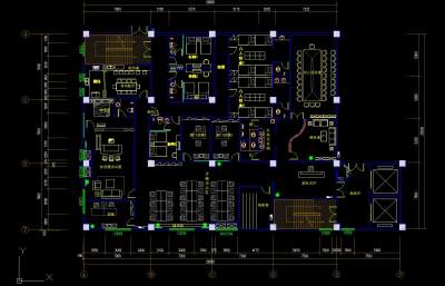 大型办公室平面布置图，CAD建筑图纸免费下载