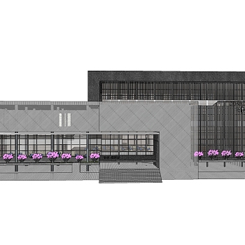 现代售楼处建筑方案草图大师模型，售楼部建筑sketchup模型免费下载