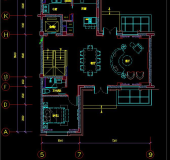 美式别墅样板间CAD施工图实景图，CAD建筑图纸免费下载