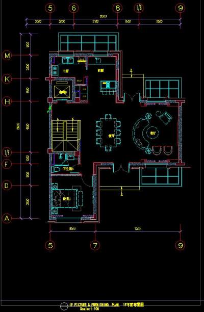 美式别墅样板间CAD施工图实景图，CAD建筑图纸免费下载