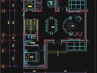 美式别墅样板间CAD施工图实景图，CAD建筑图纸免费下载