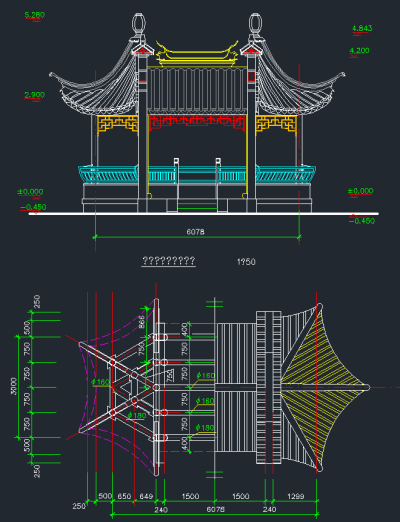 原创中式六角亭全套CAD施工图，六角亭CAD建筑图纸下载