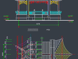 原创中式六角亭全套CAD施工图，六角亭CAD建筑图纸下载