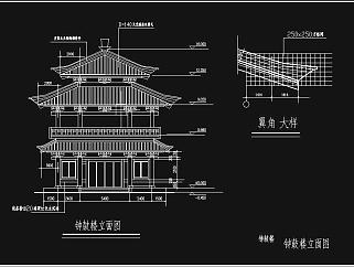 寺院鼓楼CAD施工图，寺院鼓楼CAD建筑图纸下载