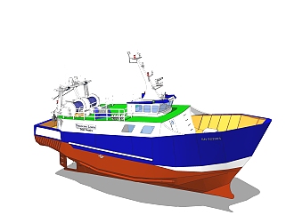现代<em>大型</em>渔船skp模型，货船sketchup模型下载